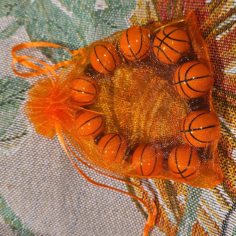 Plunder Orange and Black Basketball Bead Bracelet